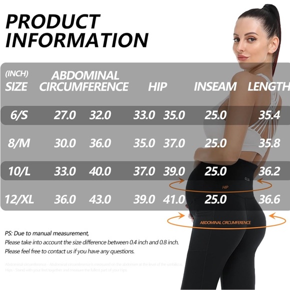 Gillya Maternity Over the Belly Leggings w/ side pockets NWOT Black, size small - Picture 9 of 13